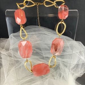 Semi pristine stone necklace and gold tone links